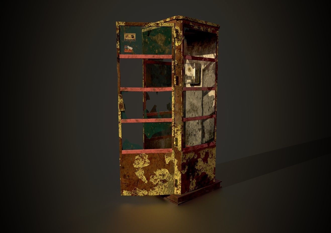 Phone booth game ready low poly Low-poly 3D model_2