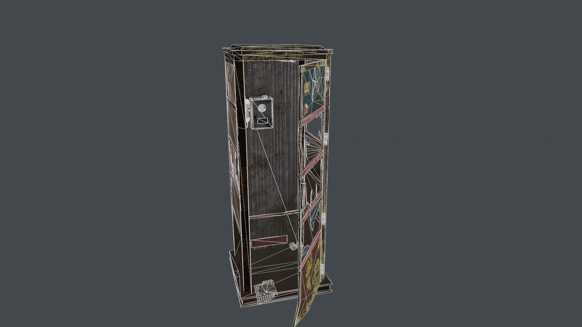 Phone booth game ready low poly Low-poly 3D model_8