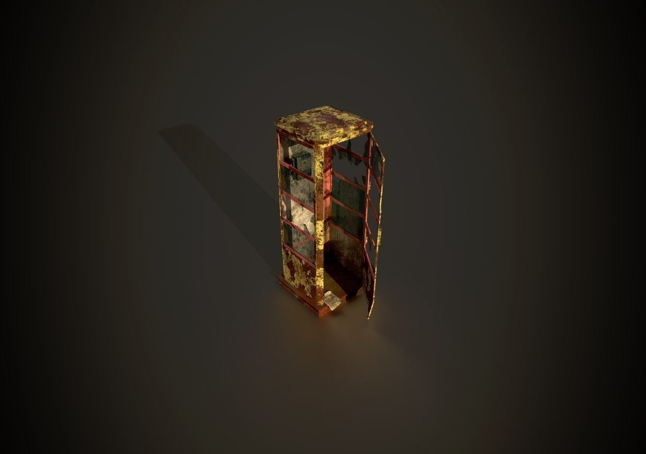 Phone booth game ready low poly Low-poly 3D model_4