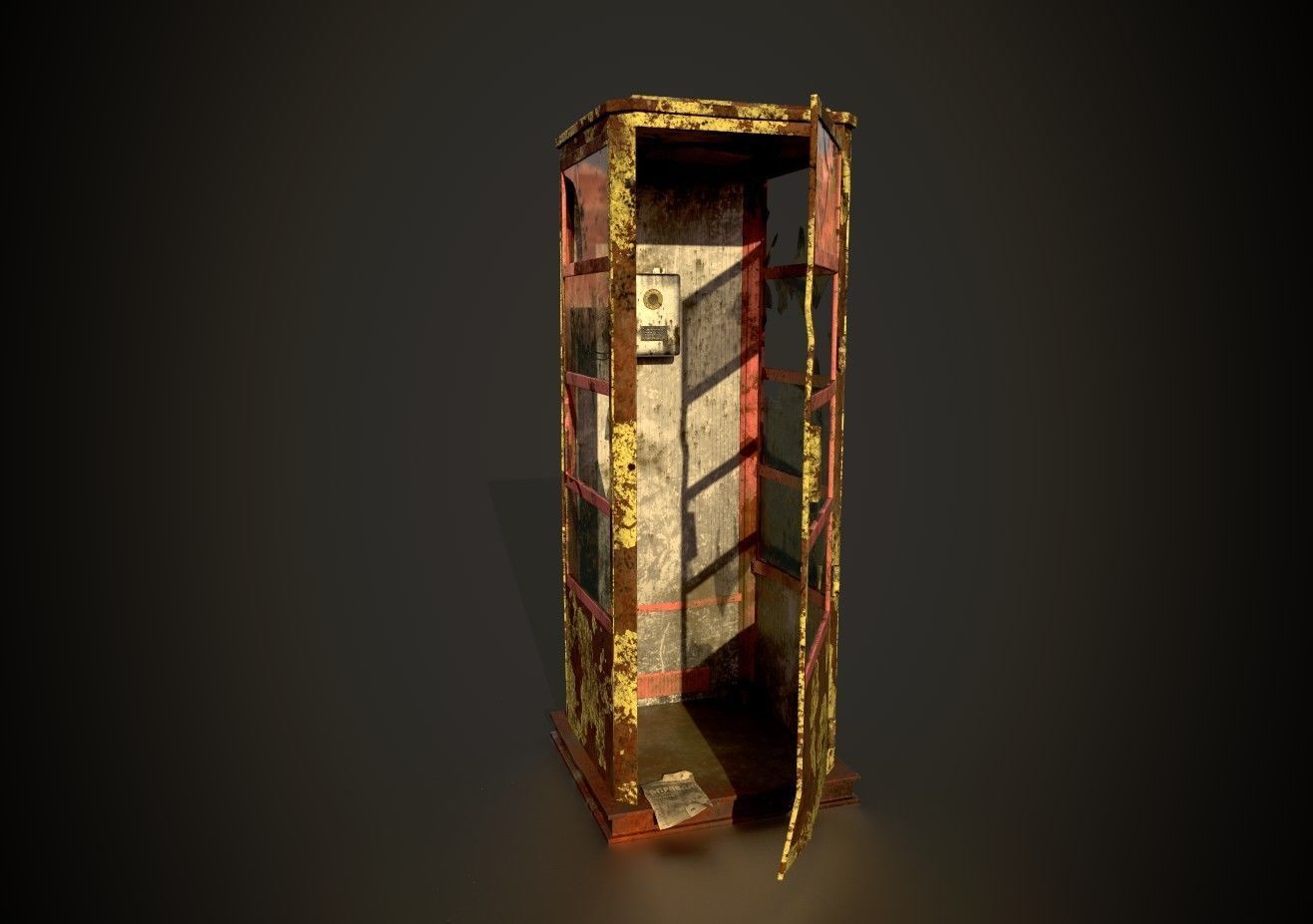 Phone booth game ready low poly Low-poly 3D model_1