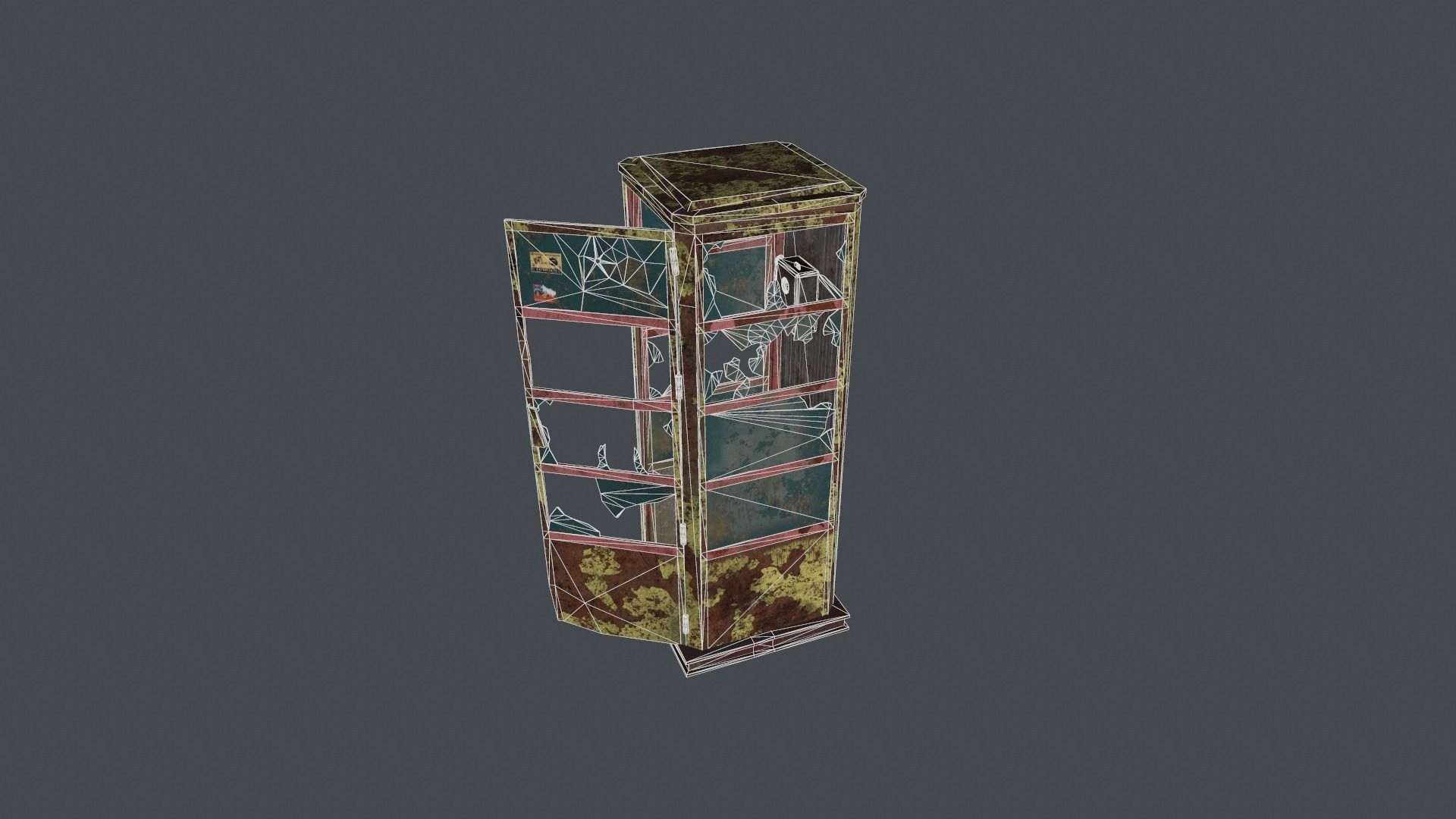 Phone booth game ready low poly Low-poly 3D model_6