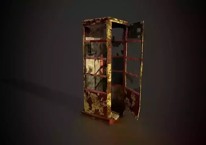 Phone booth game ready low poly