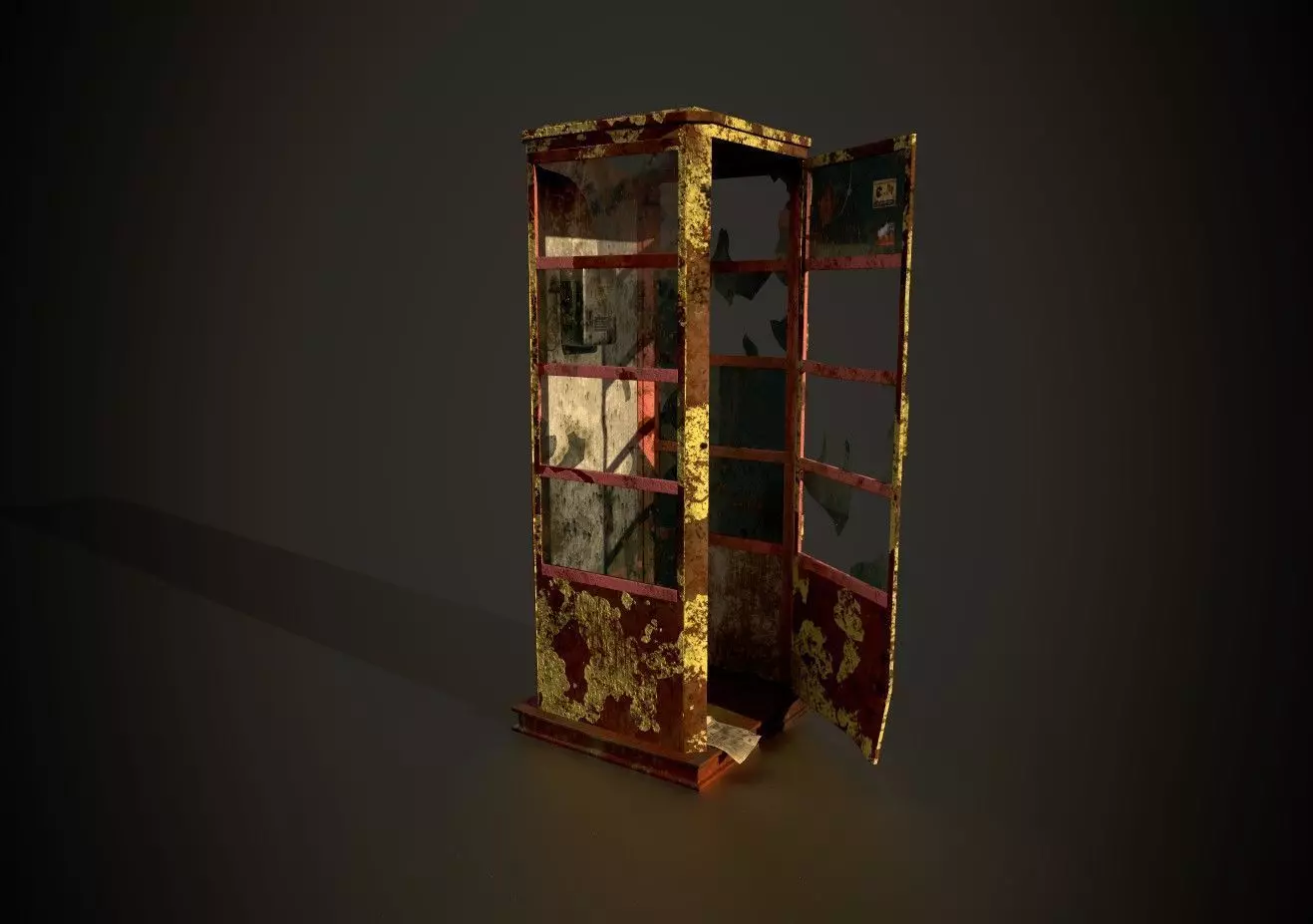 Phone booth game ready low poly Low-poly 3D model_0