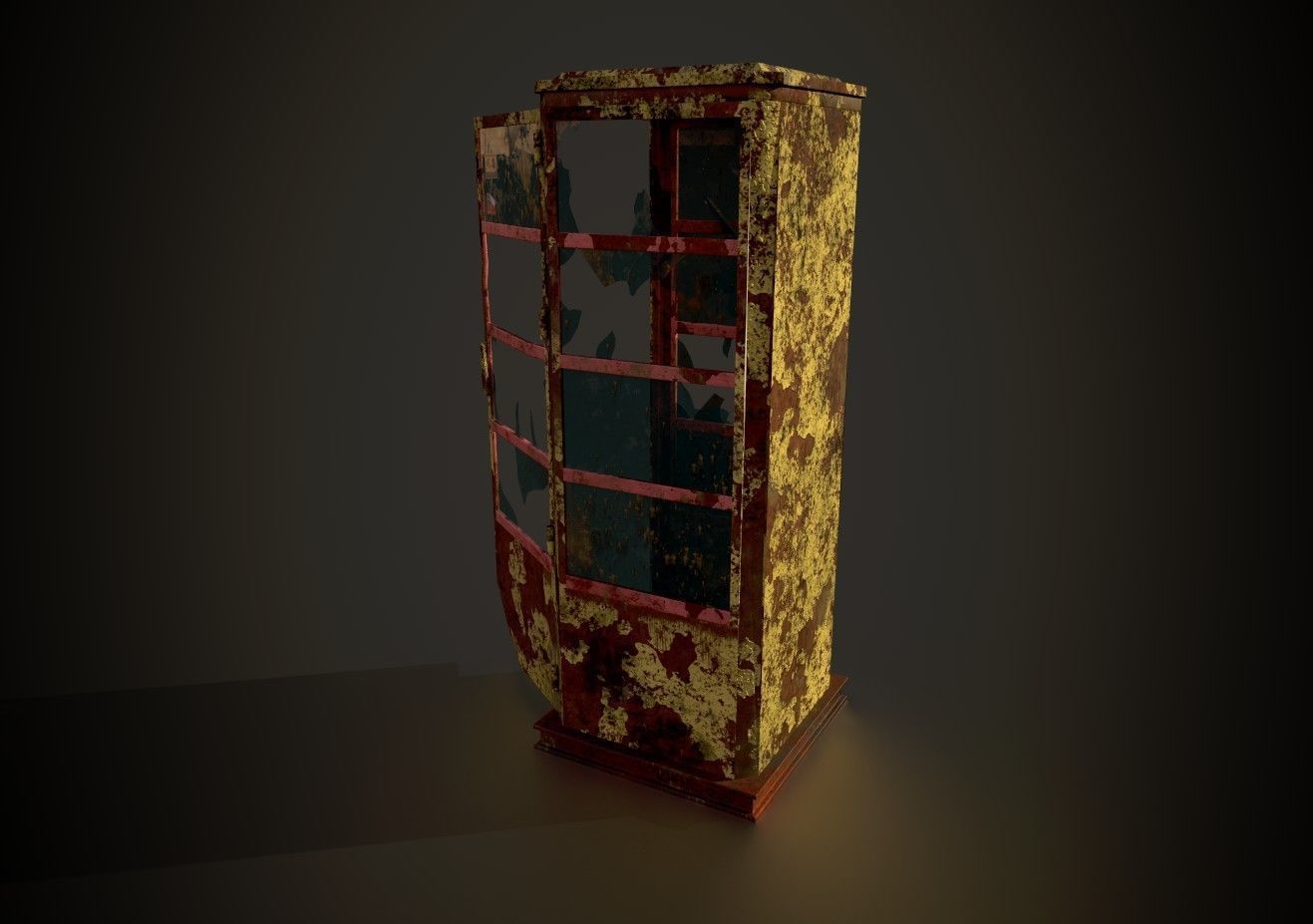 Phone booth game ready low poly Low-poly 3D model_3