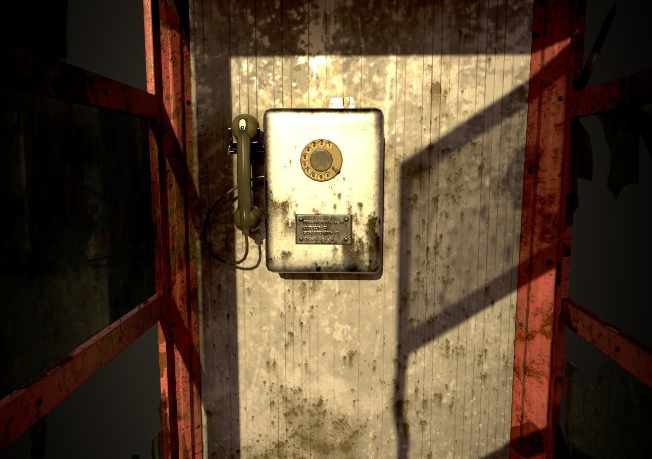 Phone booth game ready low poly Low-poly 3D model_5