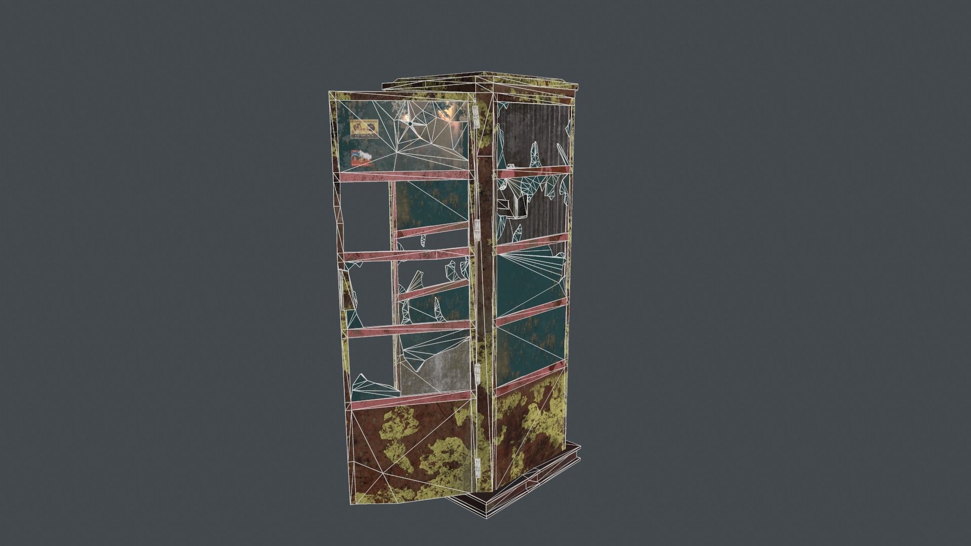 Phone booth game ready low poly Low-poly 3D model_7