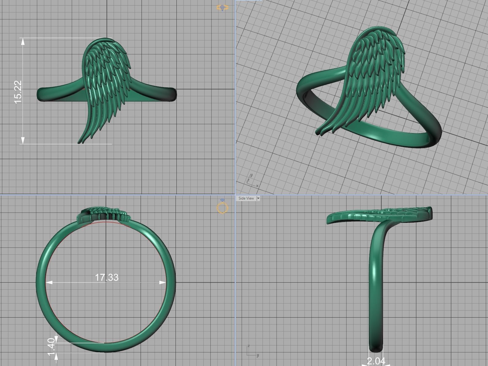Angel Wing Ring  Wing Fashion Ring 3dmodel 3D print model_8