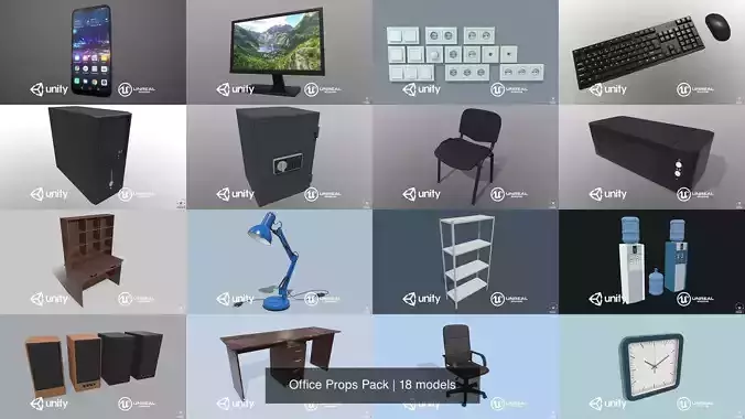 Office Props Pack 3D Model Collection