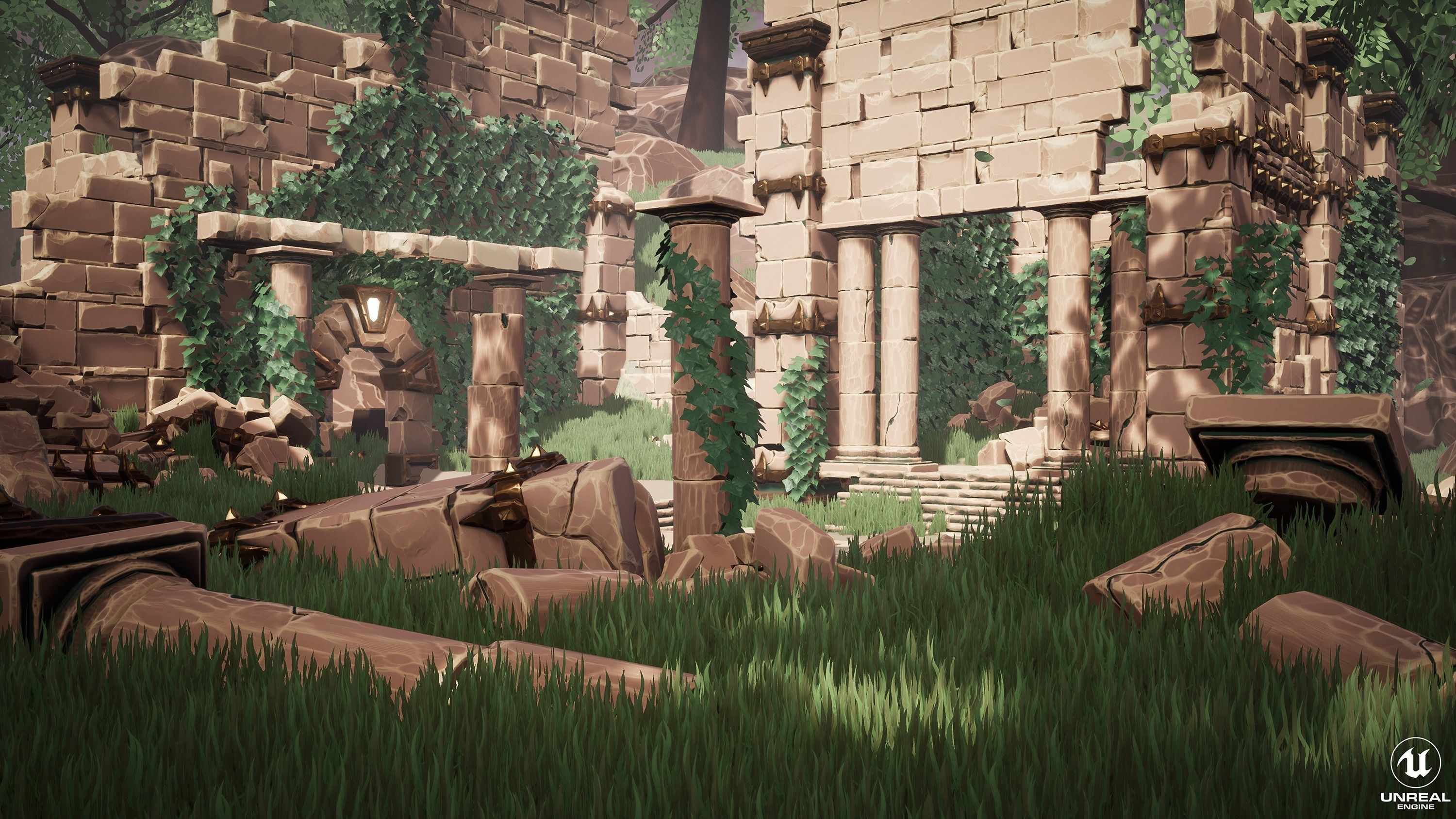 Stylized Modular Ruins Pack Low-poly 3D model_2