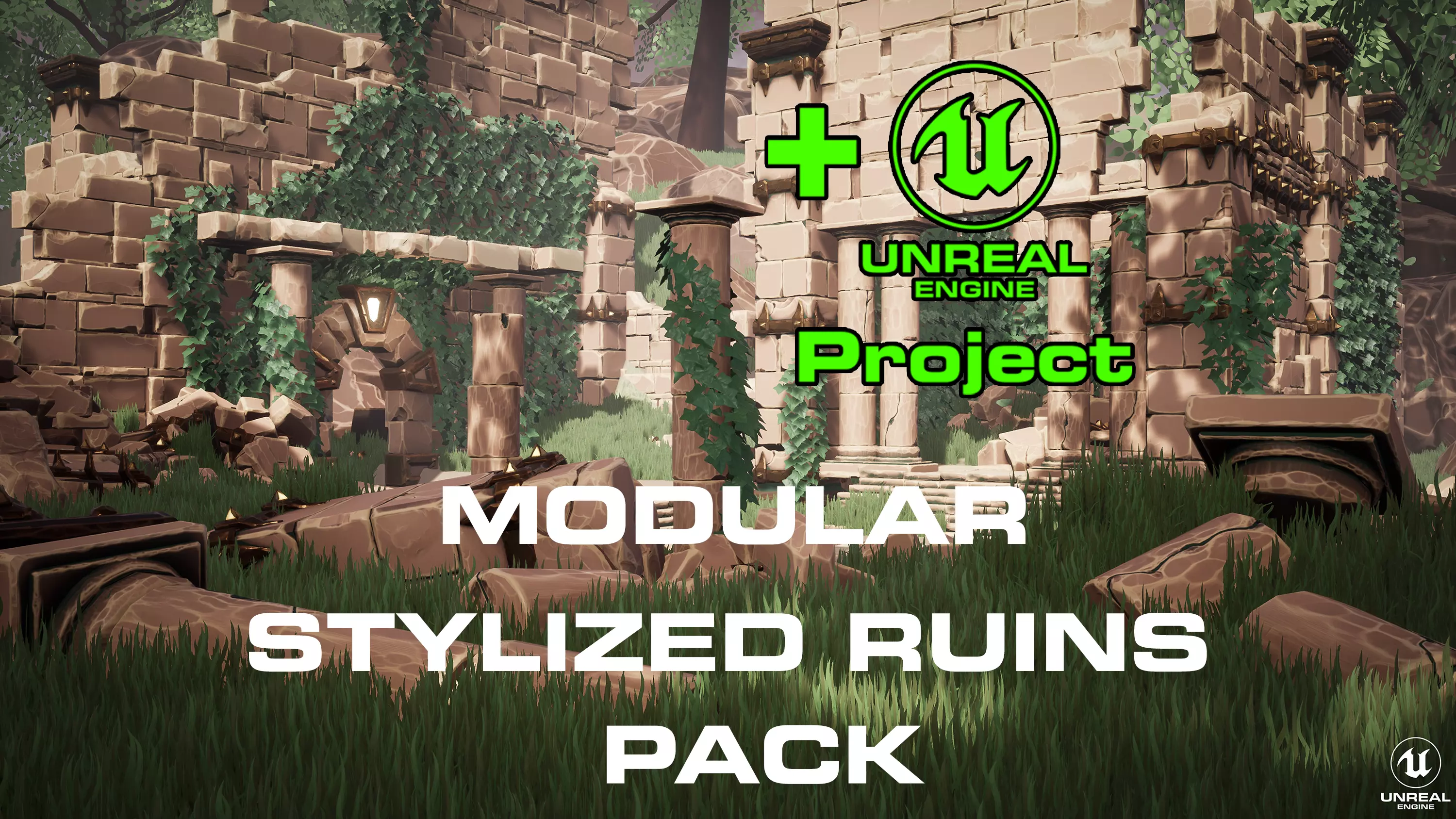 Stylized Modular Ruins Pack Low-poly 3D model_0
