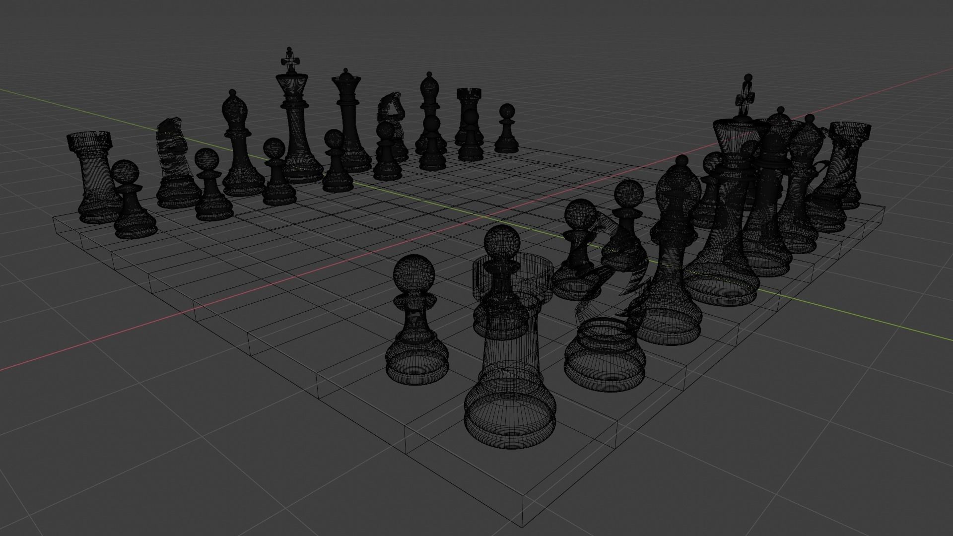 High Poly Chess Set 3D Model in mountains 3D print model_3