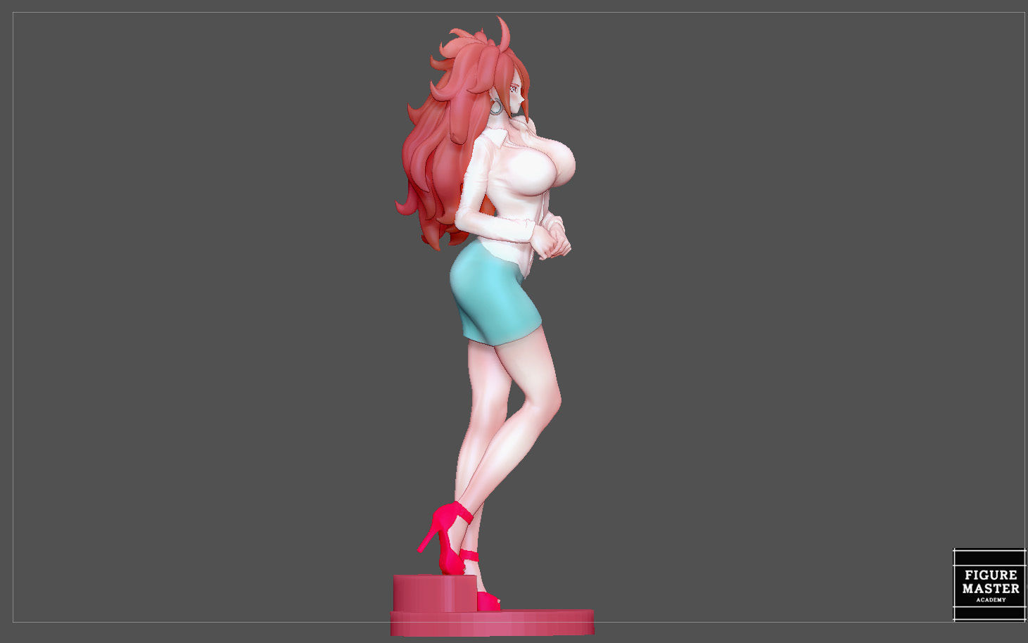 ANDROID 21 office girl statue dragonball anime character 3D print model_6