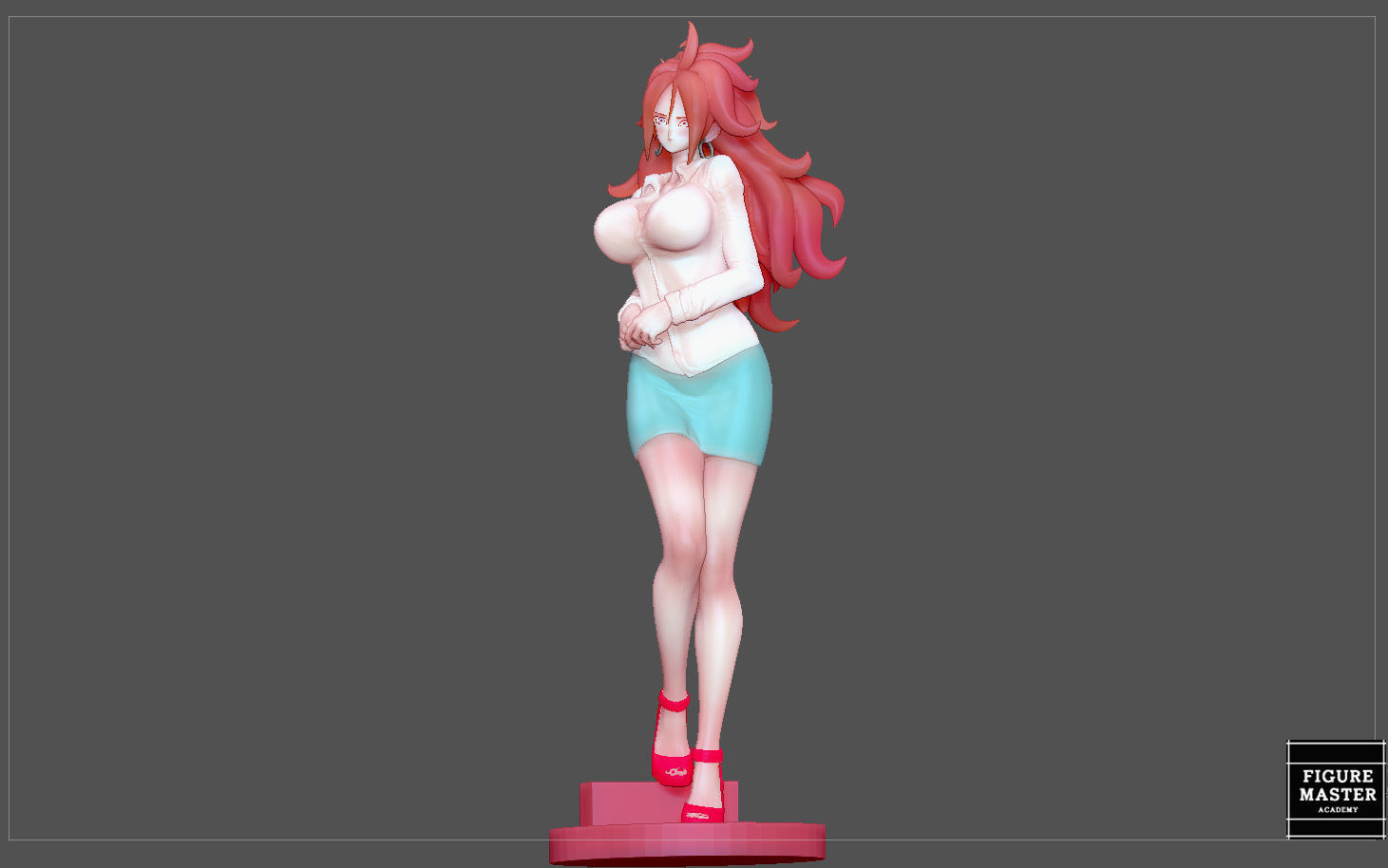 ANDROID 21 office girl statue dragonball anime character 3D print model_9