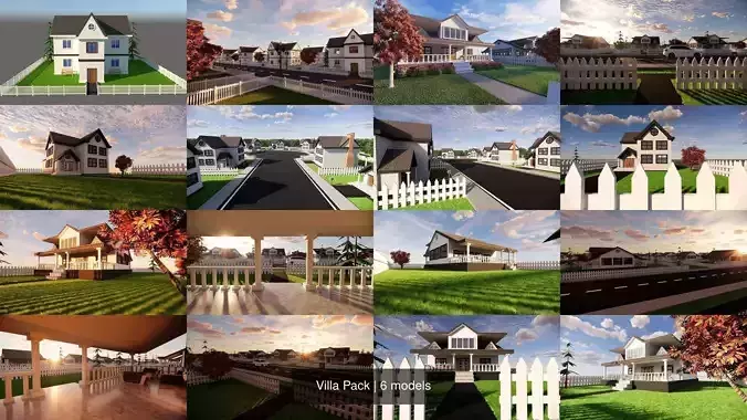 Villa and Neighborhood Pack 3D Model Collection