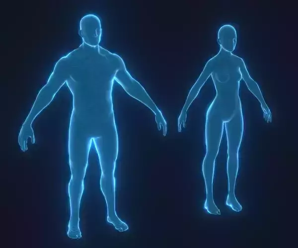 Human Hologram Male and Female 3D Model