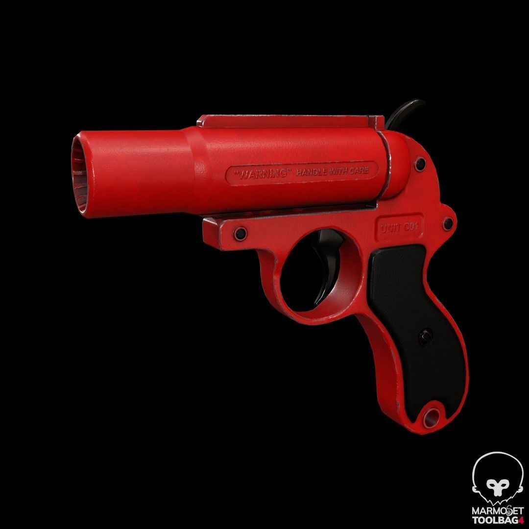 Game Ready Flare gun Low-poly 3D model_3