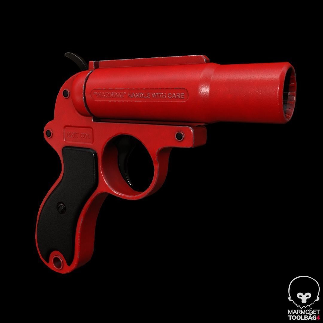 Game Ready Flare gun Low-poly 3D model_2