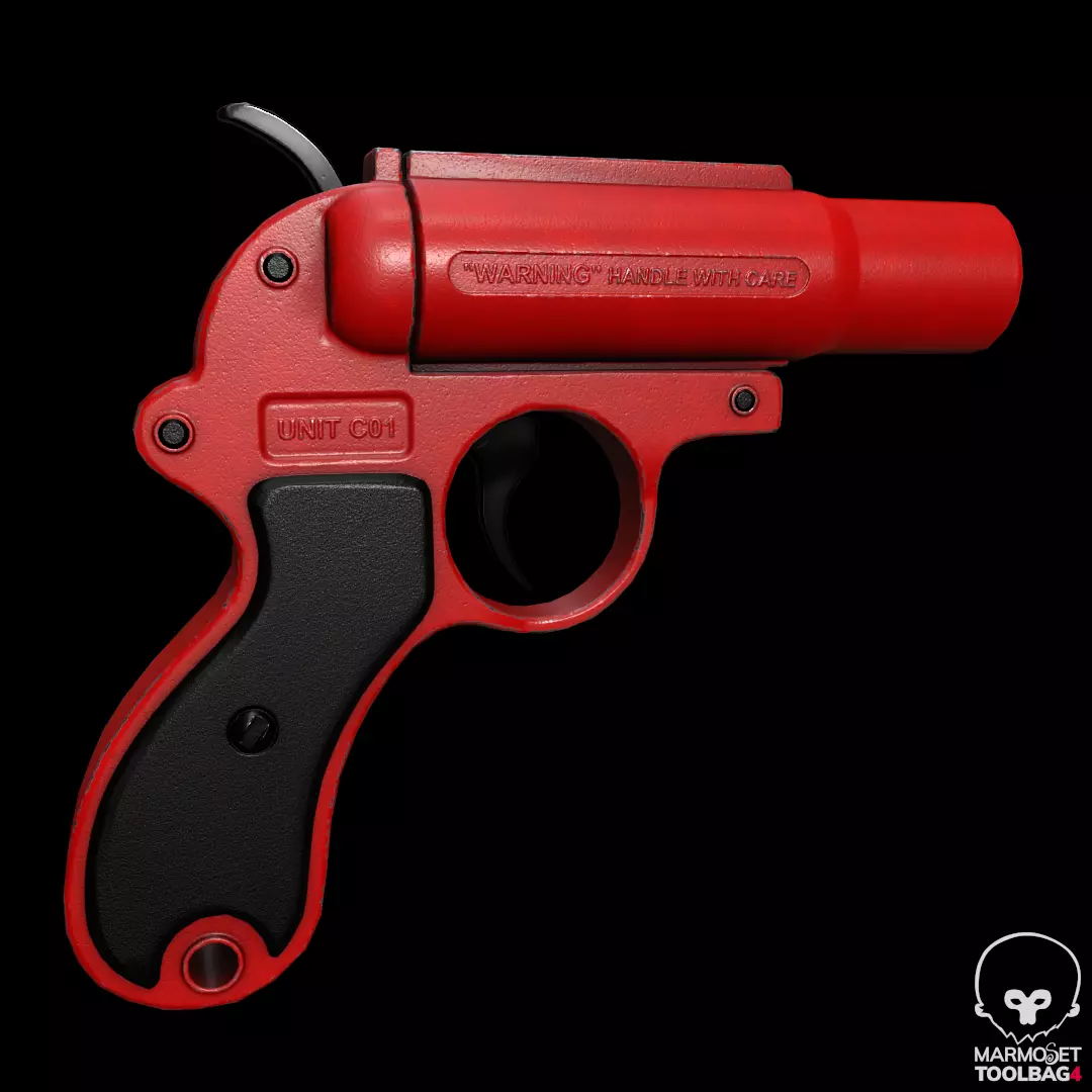 Game Ready Flare gun Low-poly 3D model_0