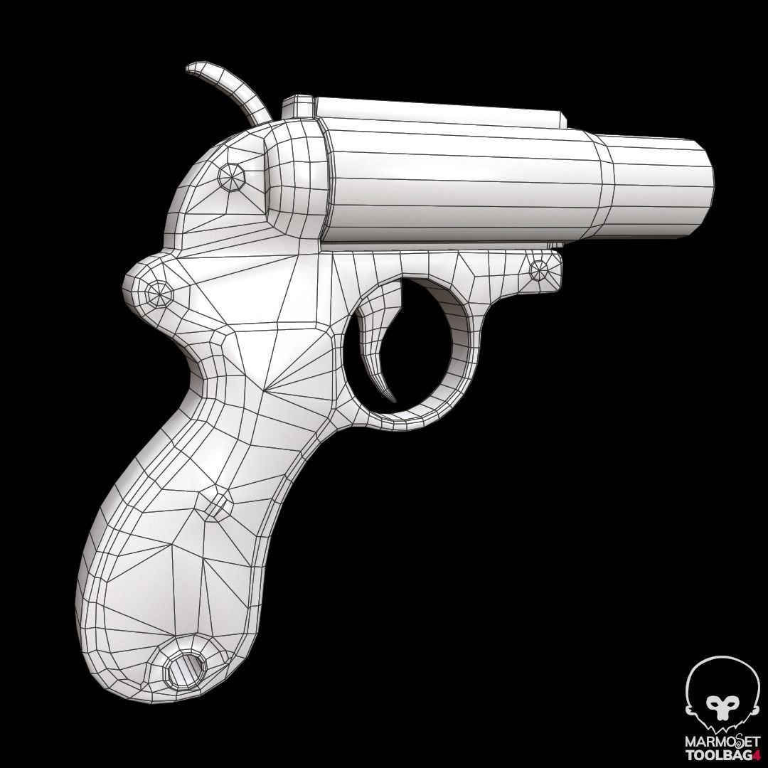 Game Ready Flare gun Low-poly 3D model_6