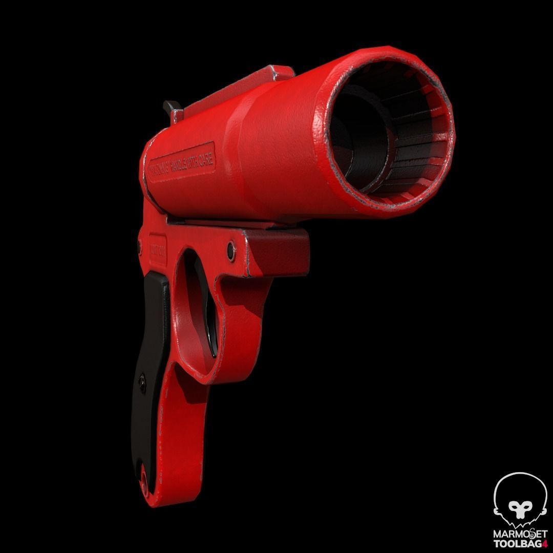 Game Ready Flare gun Low-poly 3D model_5