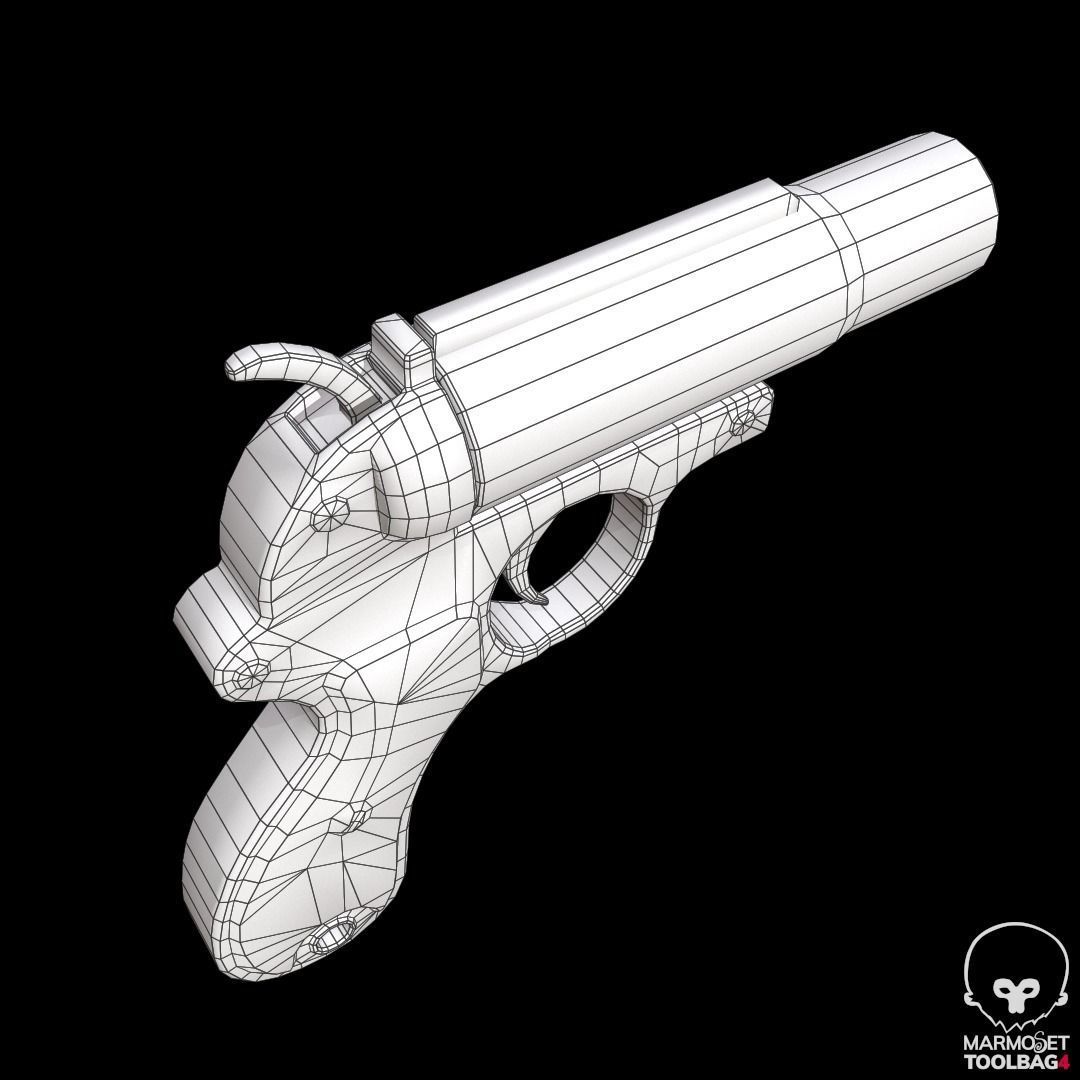 Game Ready Flare gun Low-poly 3D model_8