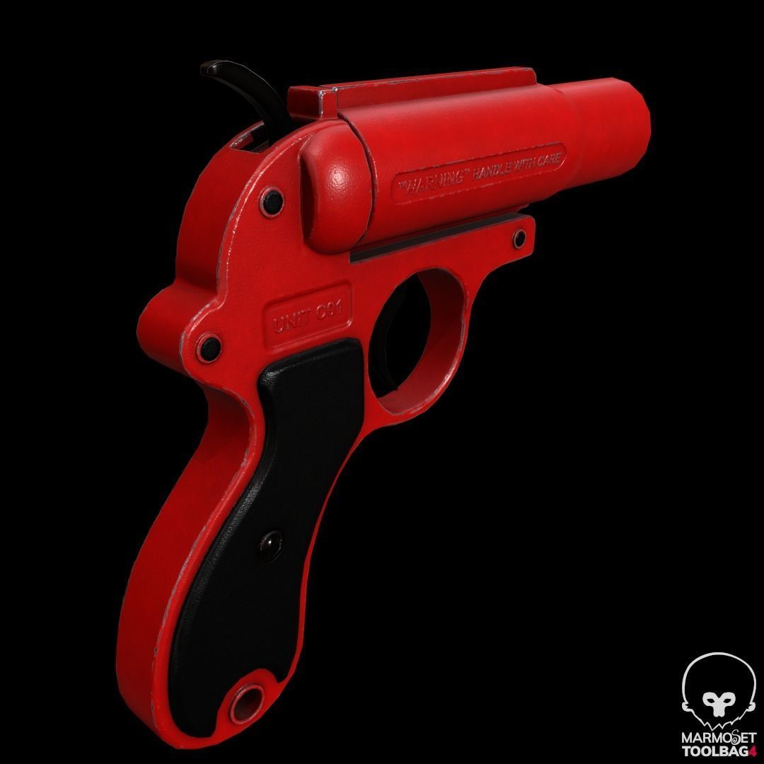 Game Ready Flare gun Low-poly 3D model_4