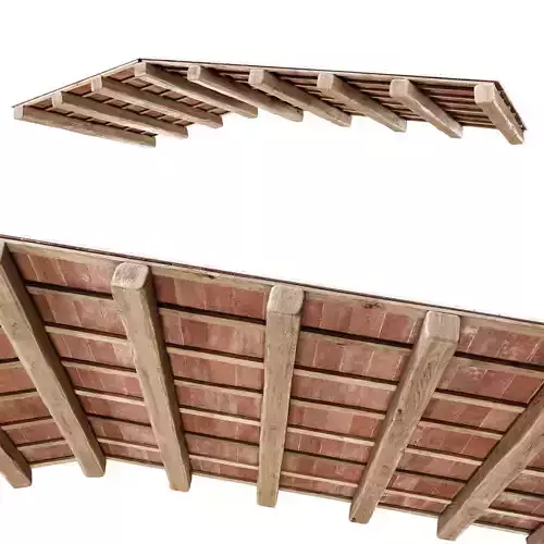 Wooden ceiling with ceramic tiles 