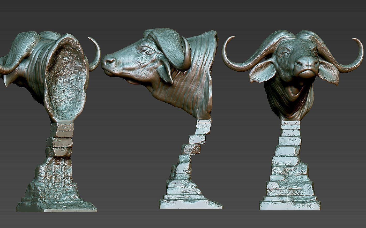 Head African Buffalo  3D print model_9