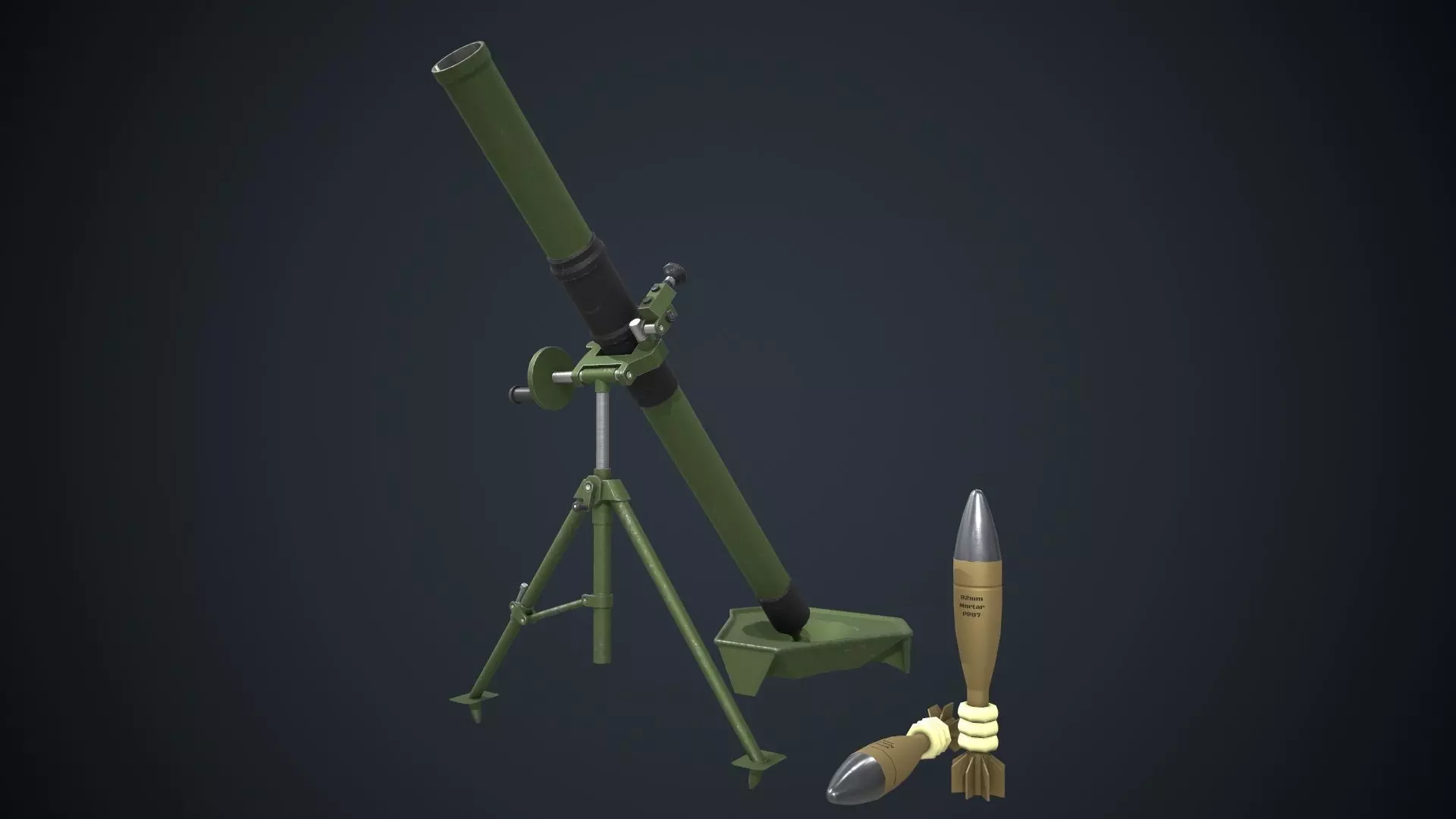 Type PP87 81mm Mortar China Army Low-poly 3D model