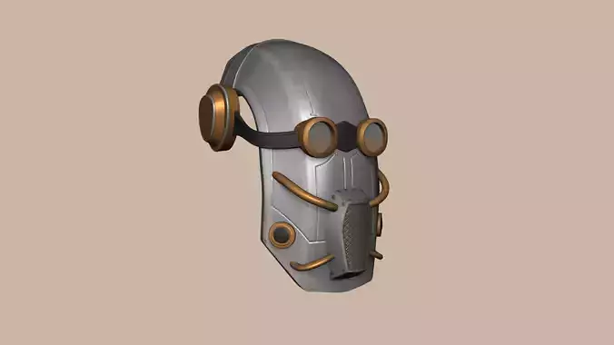 Steampunk Iron Mask - SciFi Character Design Low-poly 3D model