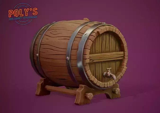 Barrel beer keg - Low Poly Stylized Low-poly 3D model