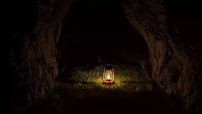 Cave girl with a lantern 