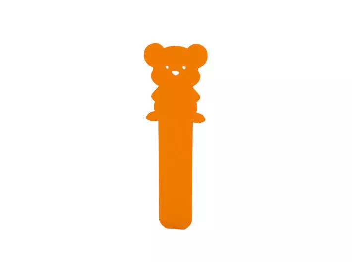 Bookmark orange teddy bear on stick 3D print model_0