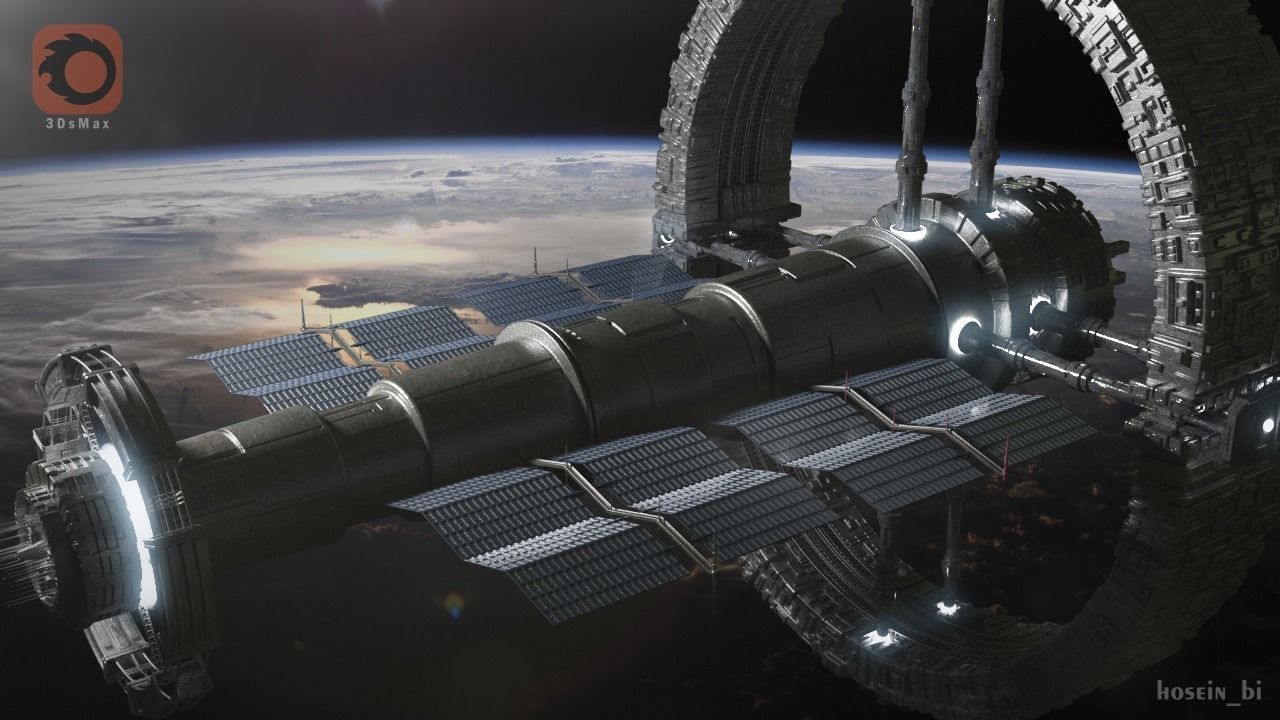 Sci-Fi Space Station 3D model_1