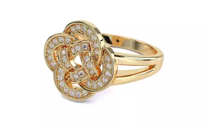 knot gold ring with diamonds