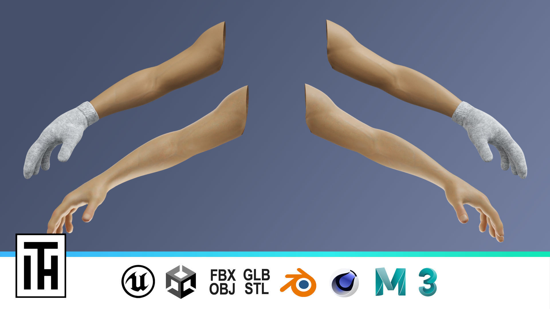 Glove Low-poly 3D model_1