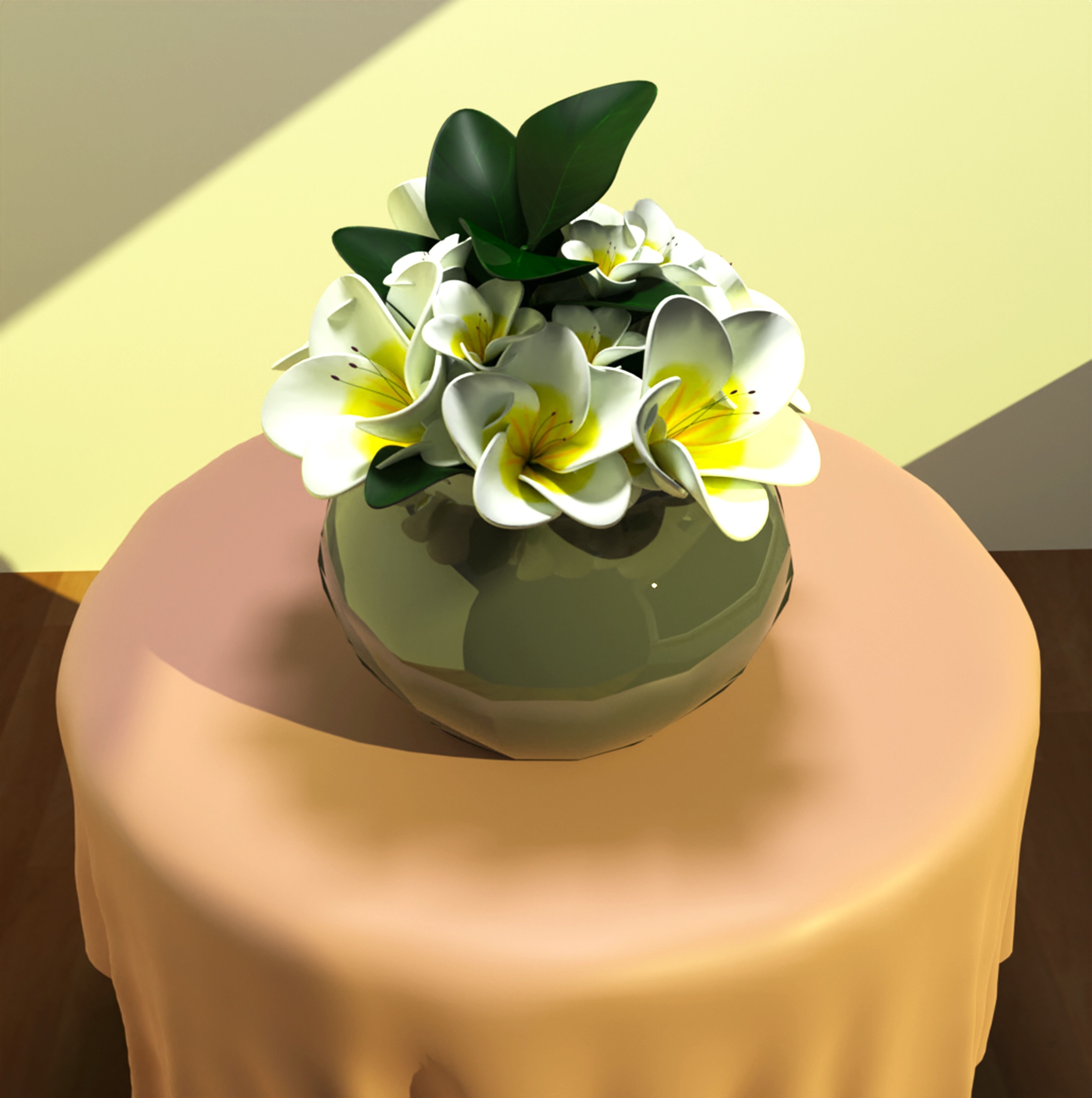 White Flowers 3D model_6