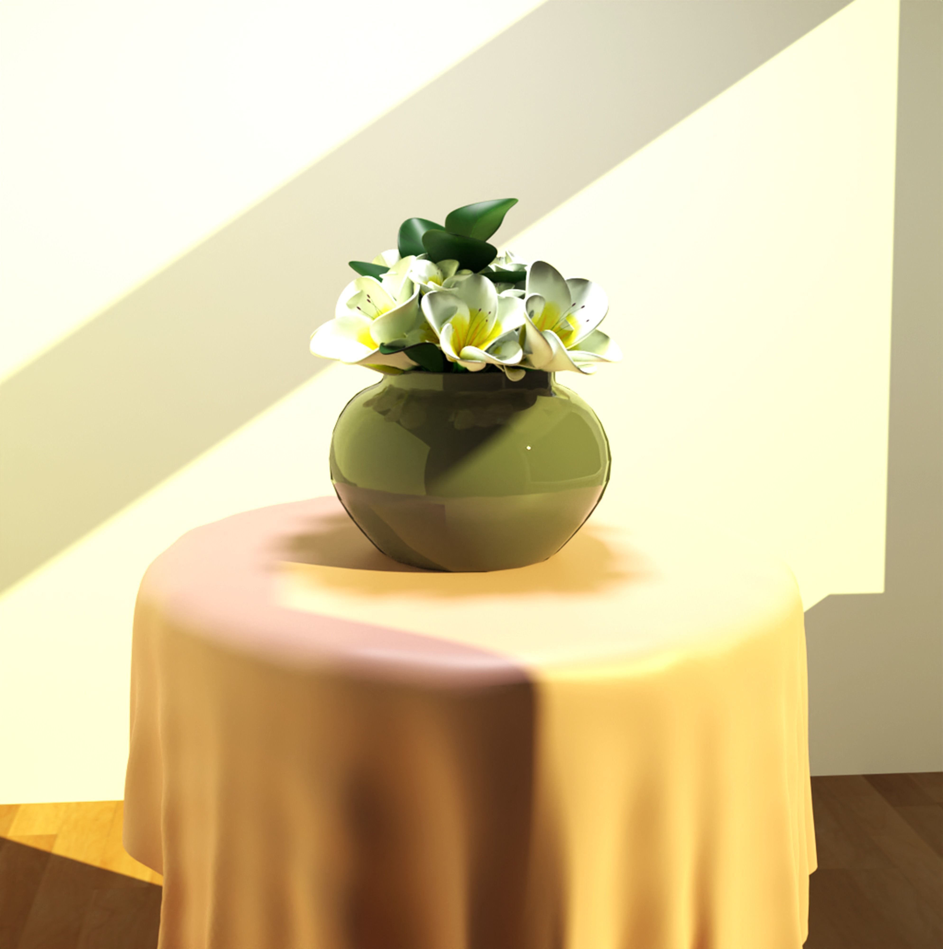 White Flowers 3D model_11