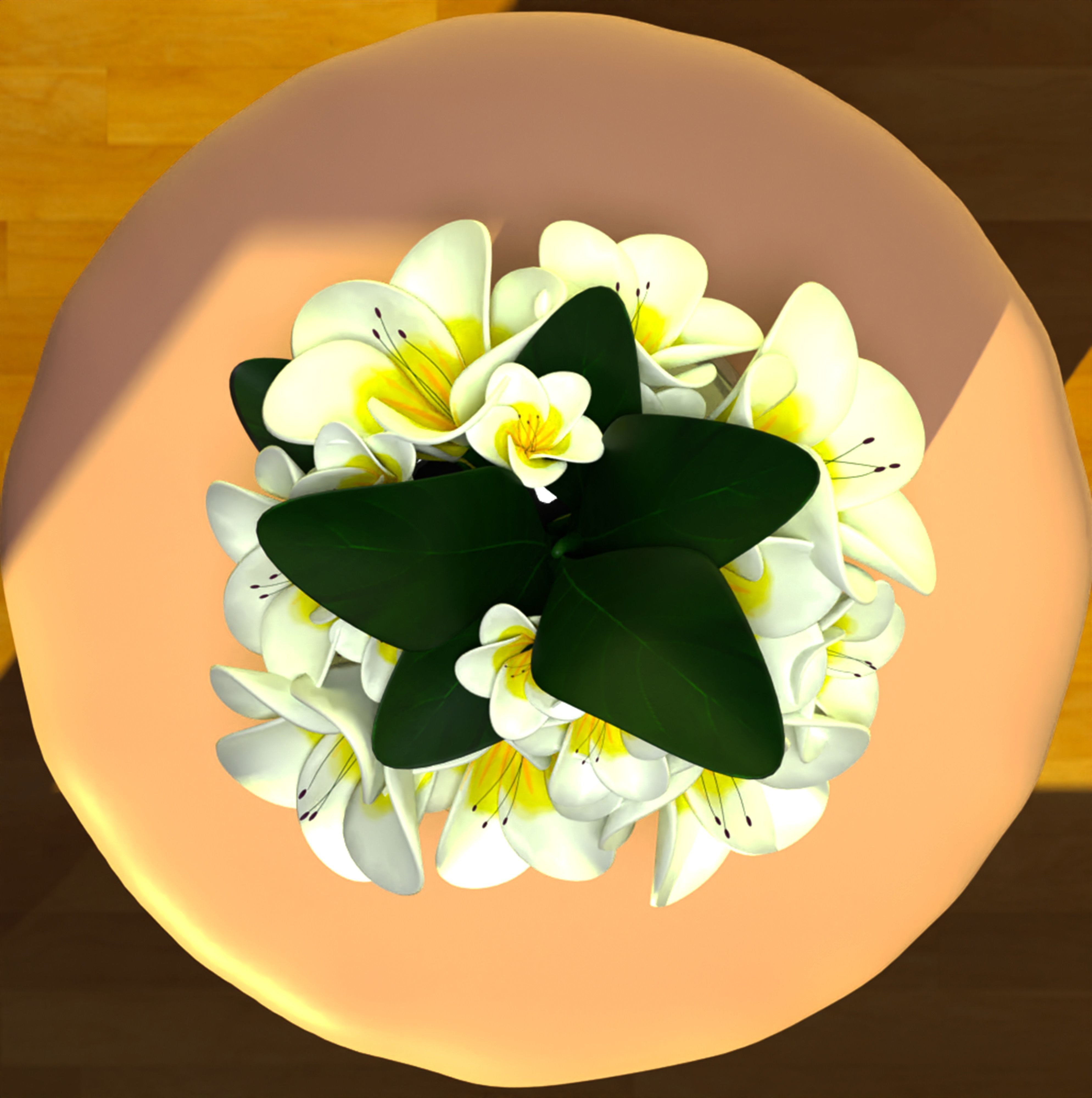 White Flowers 3D model_4