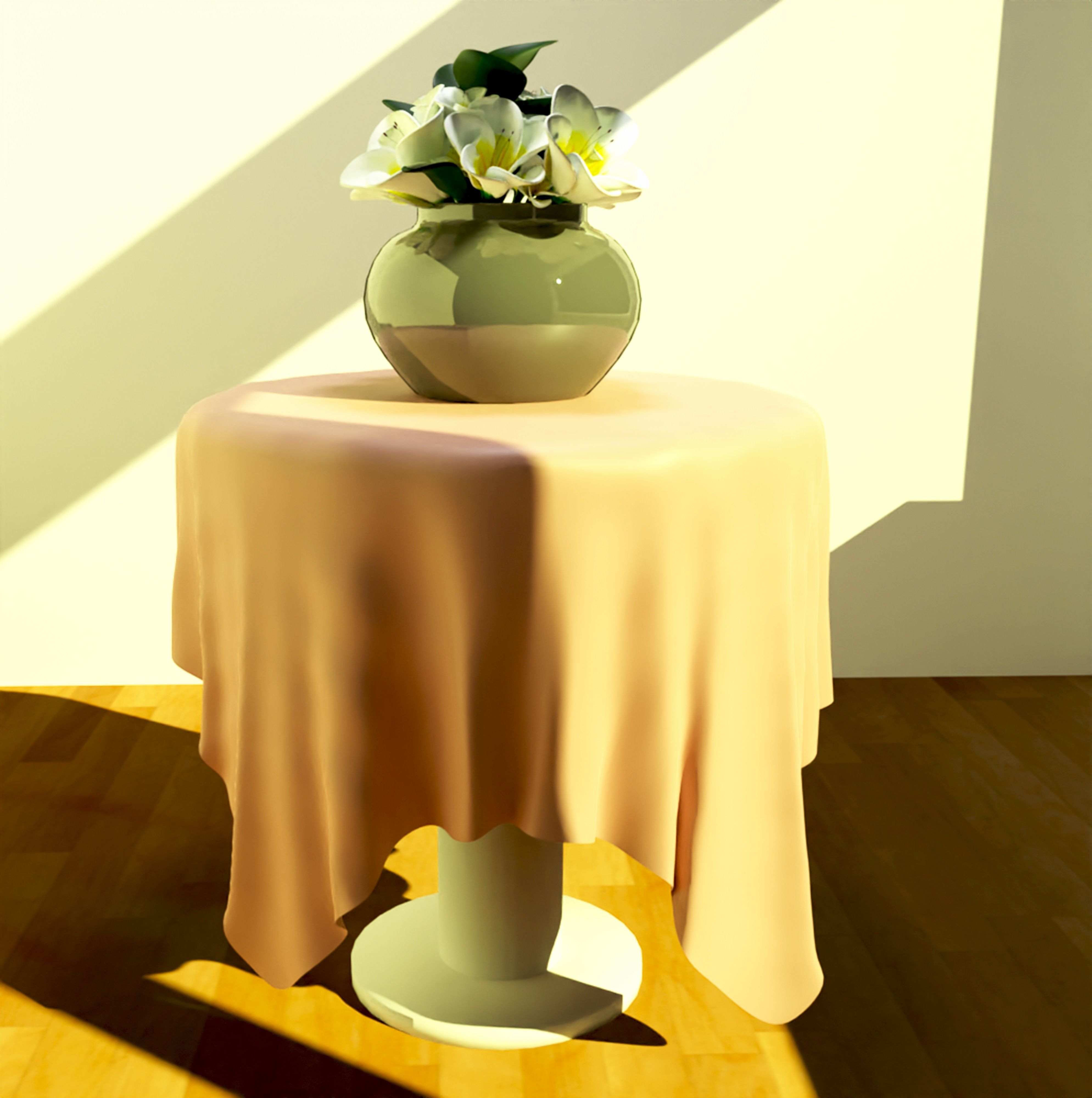 White Flowers 3D model_5