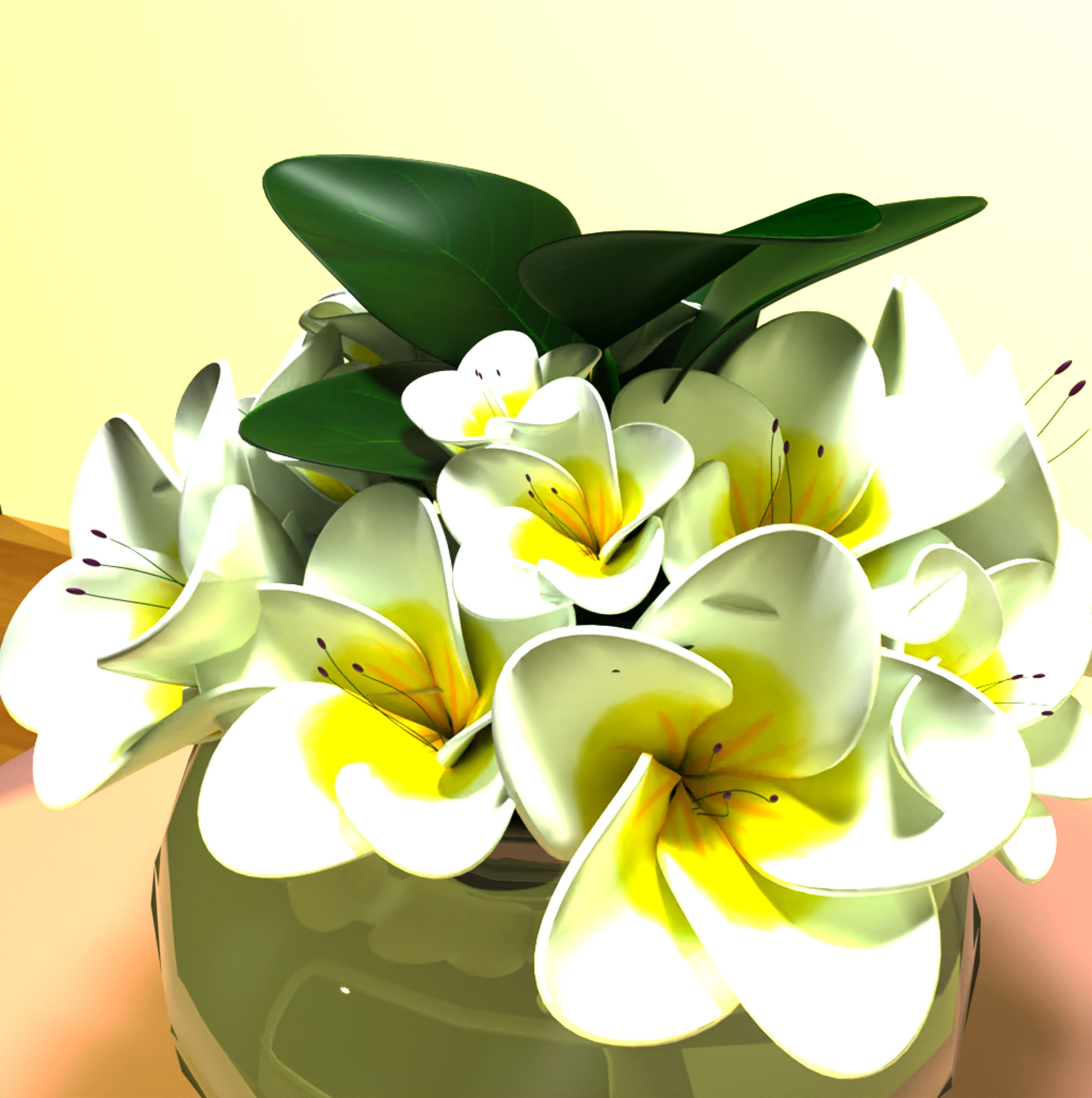 White Flowers 3D model_1