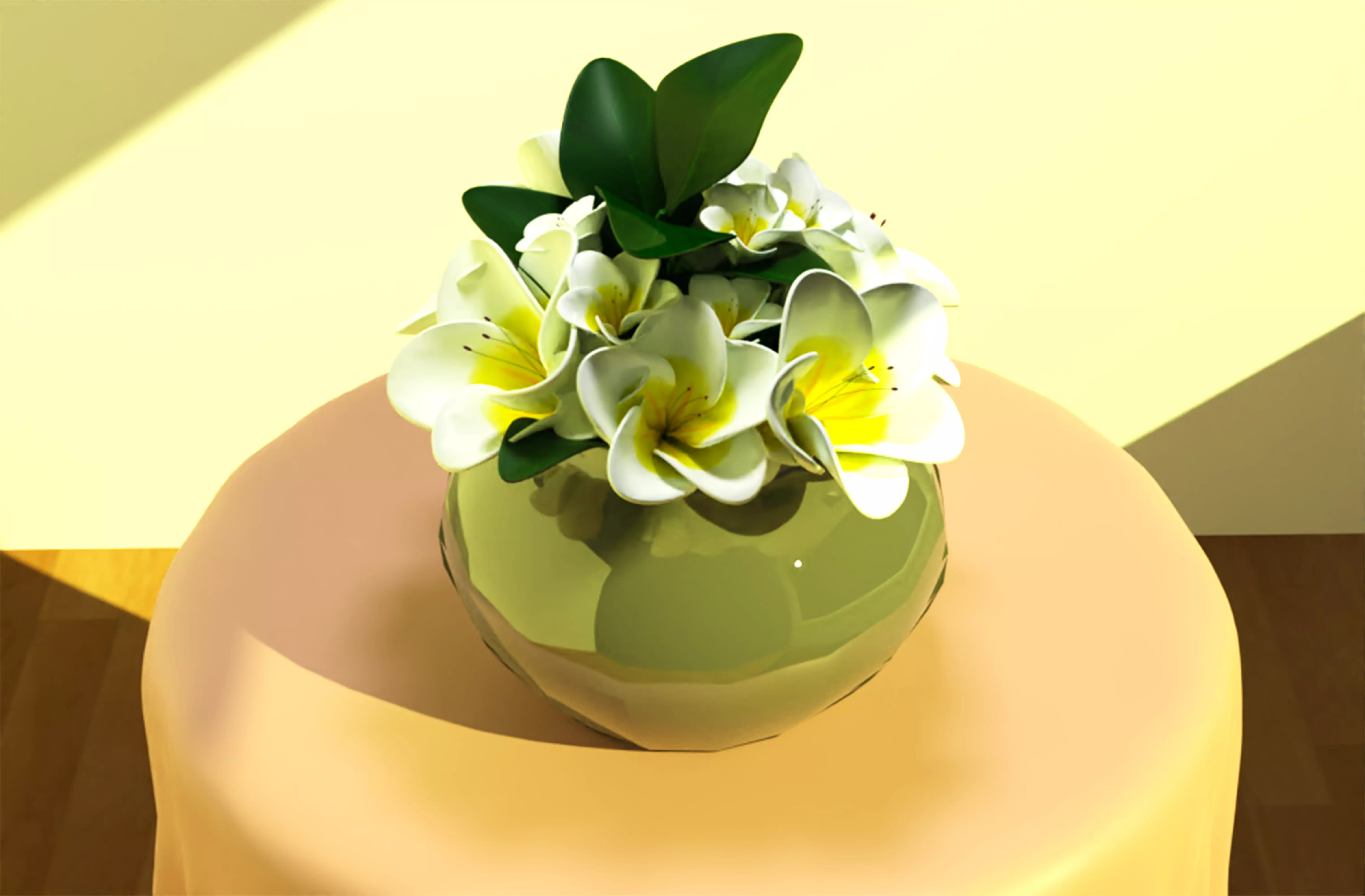 White Flowers 3D model_0
