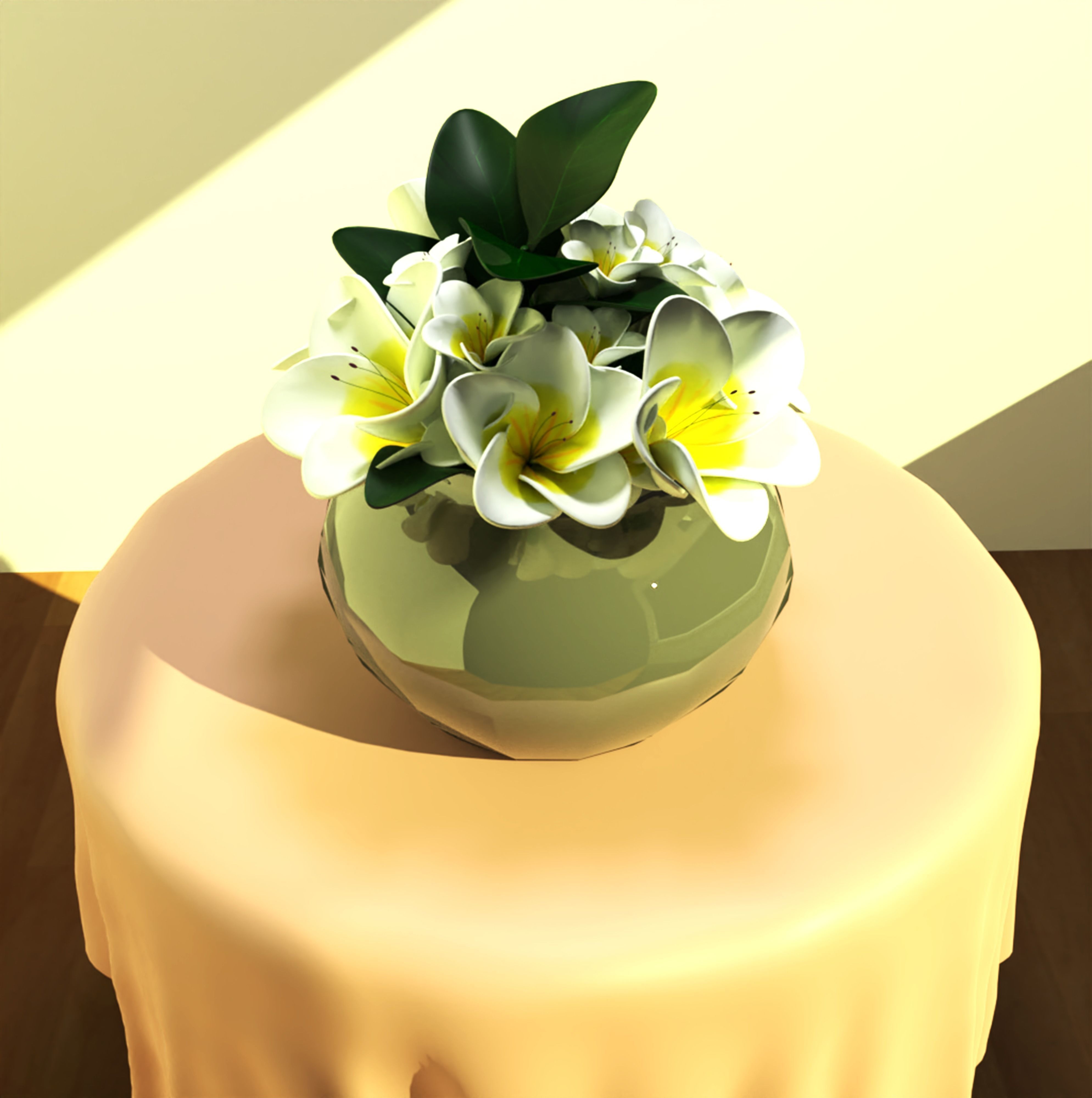 White Flowers 3D model_2