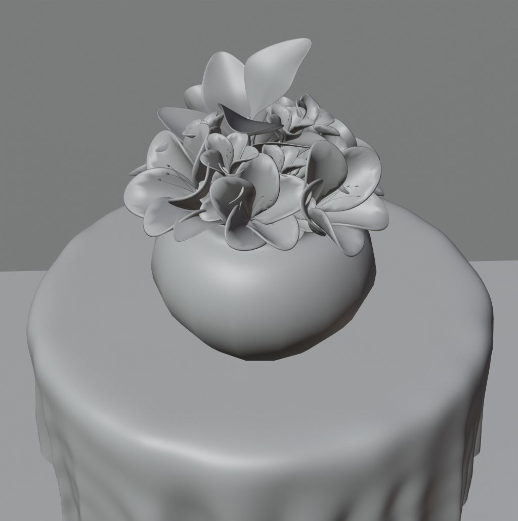 White Flowers 3D model_12