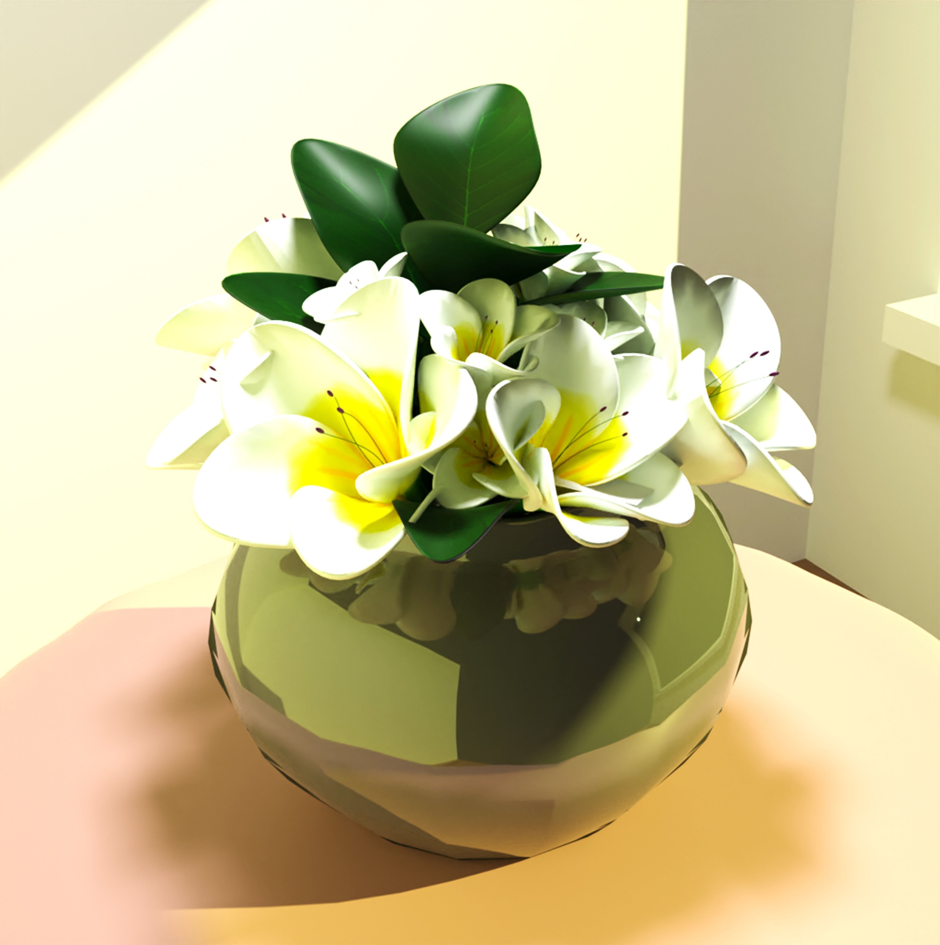 White Flowers 3D model_7
