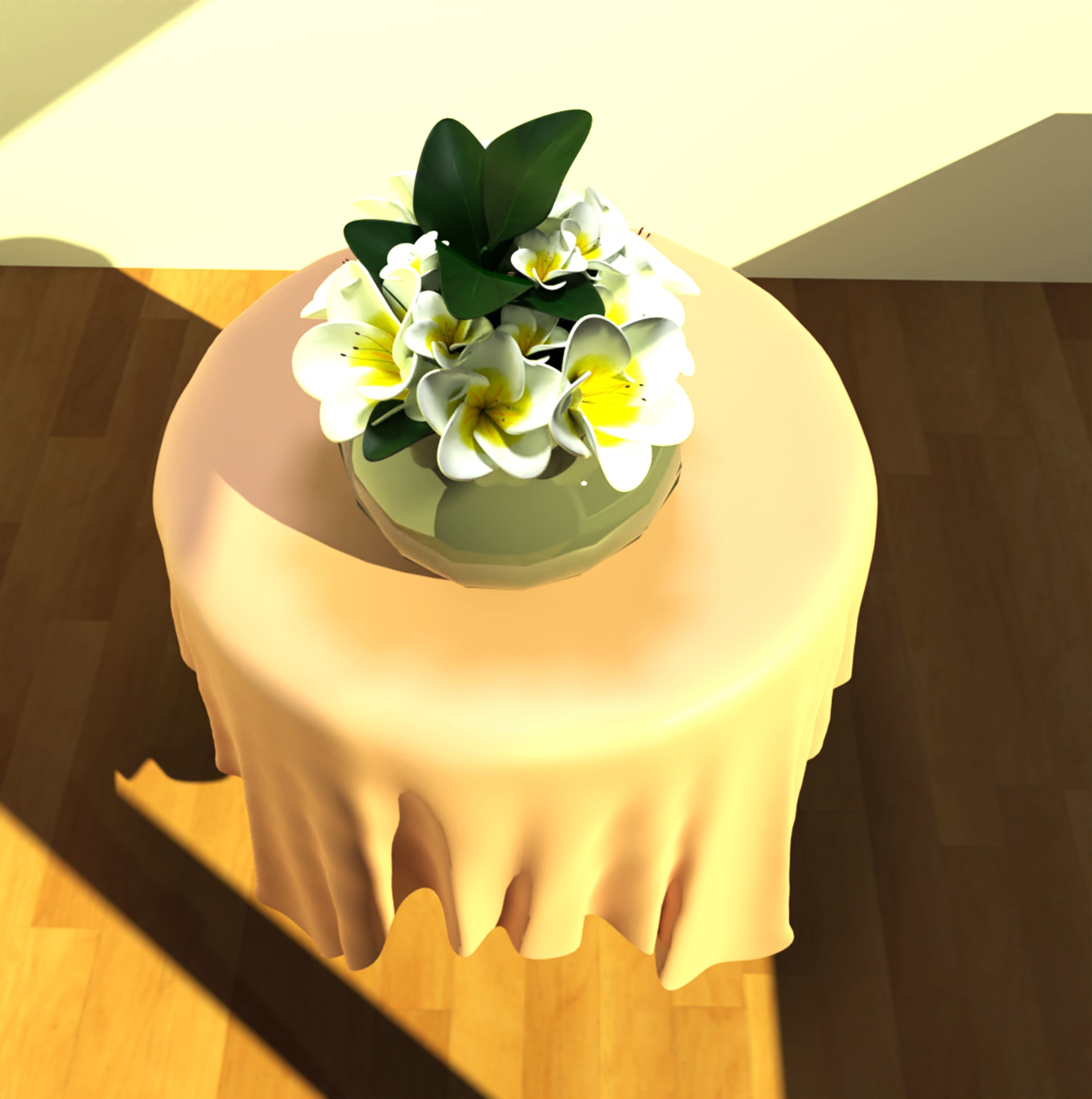 White Flowers 3D model_3