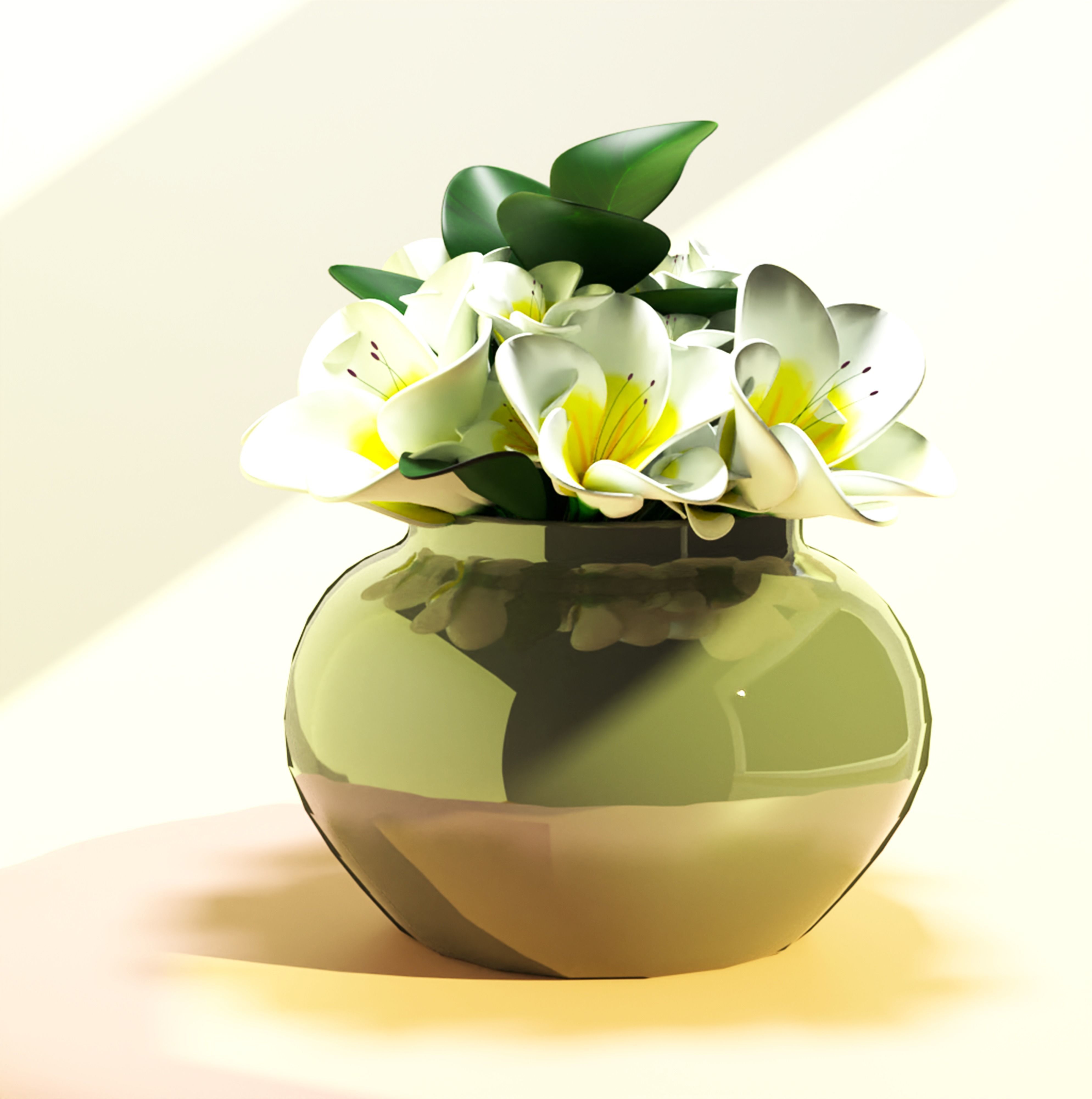 White Flowers 3D model_9