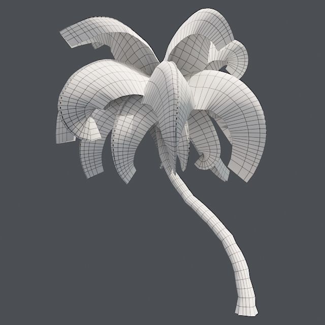Coconut palm tree Low-poly 3D model_4