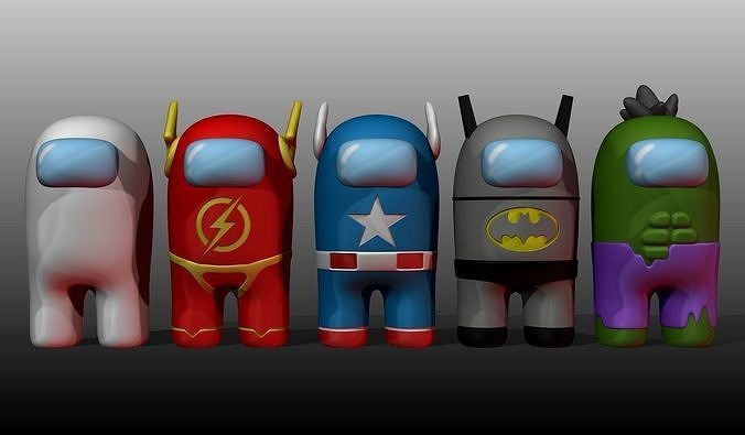 5 Among Us Heros 3D print model