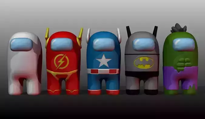 5 Among Us Heros 3D print model
